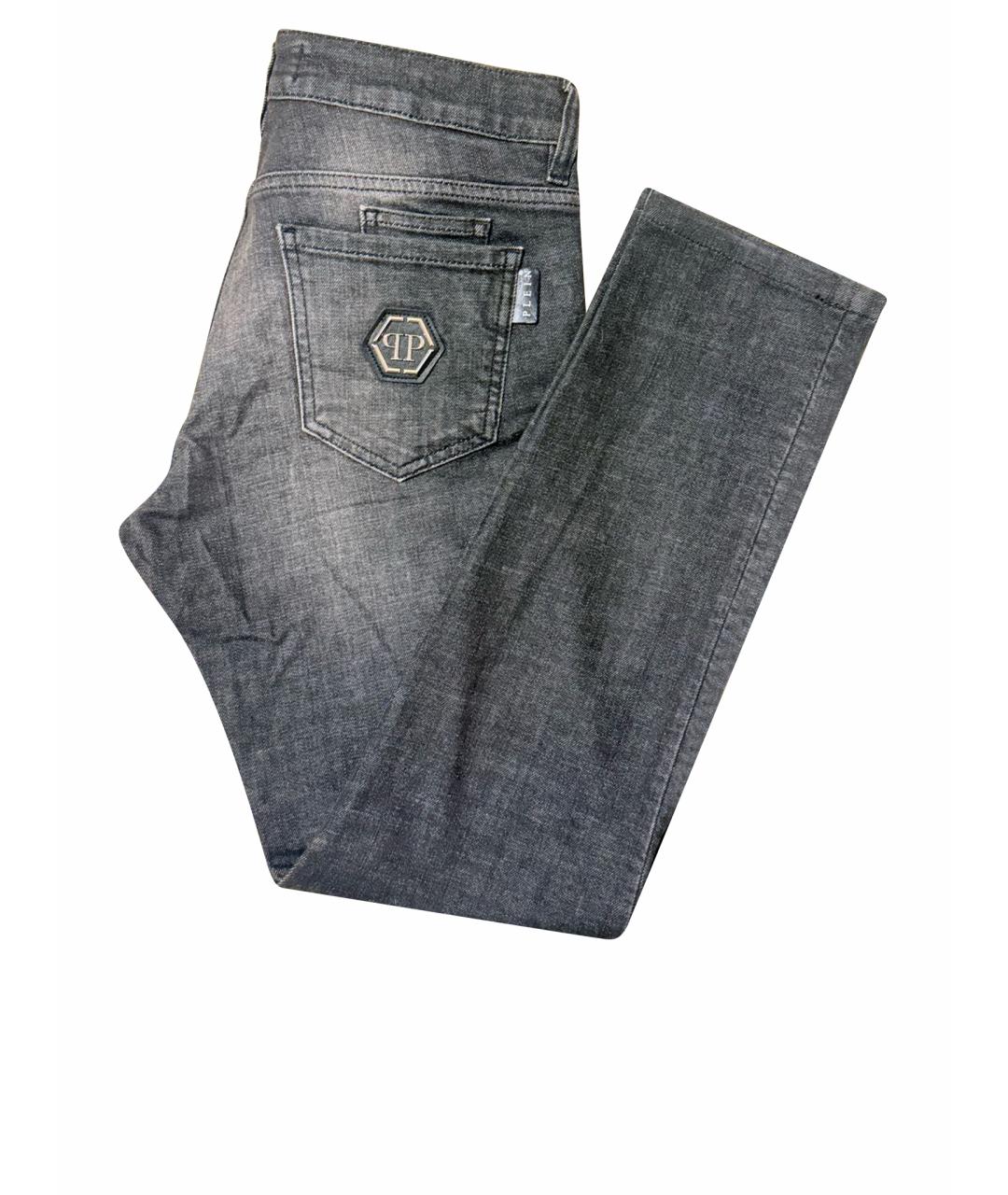 PHILIPP PLEIN Серые хлопковые джинсы скинни, фото 1