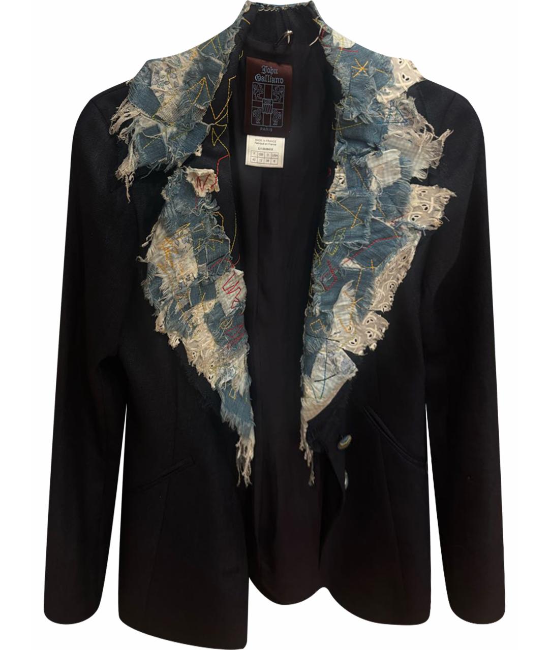 JOHN GALLIANO Темно-синий шелковый жакет/пиджак, фото 1