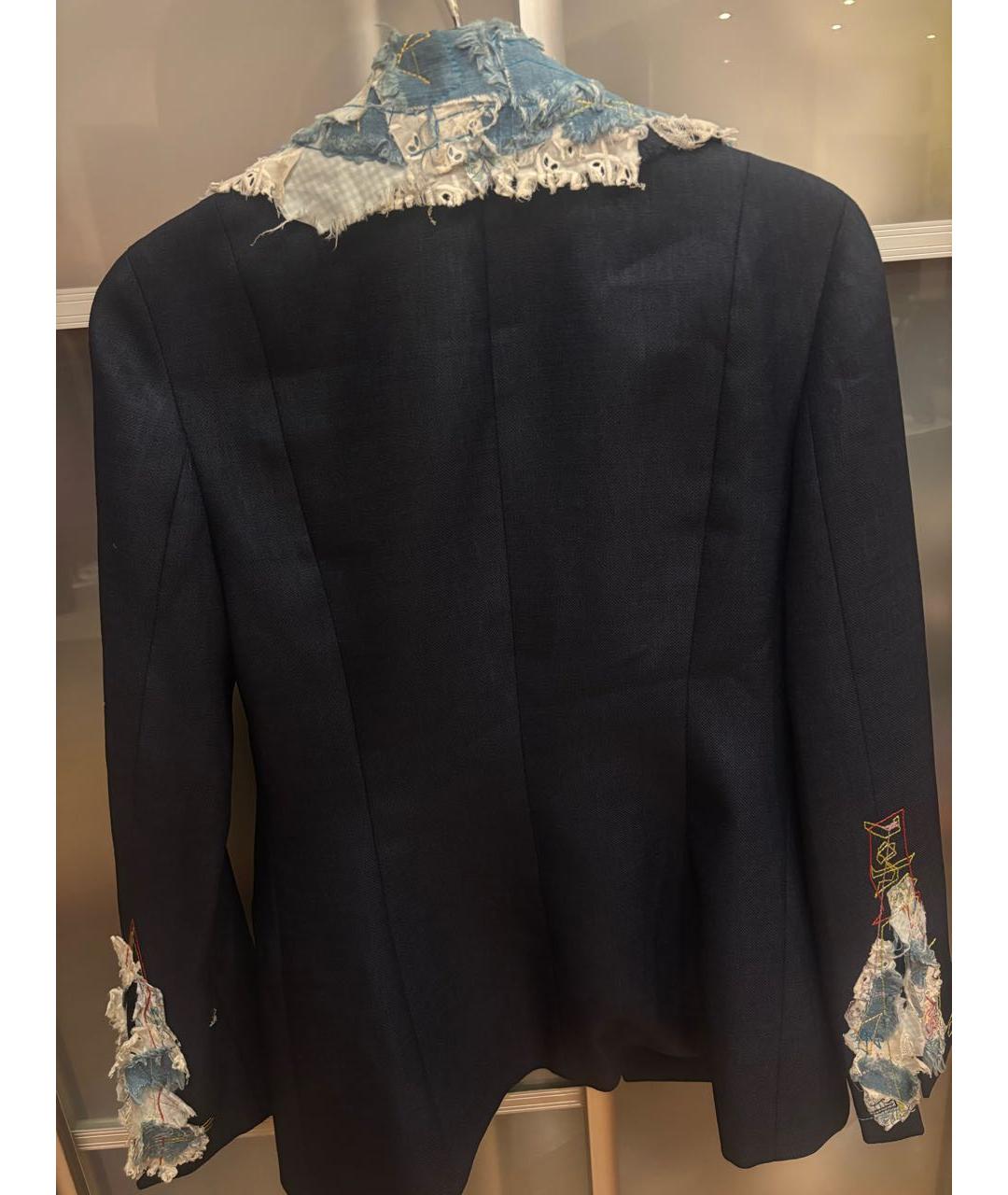 JOHN GALLIANO Темно-синий шелковый жакет/пиджак, фото 2