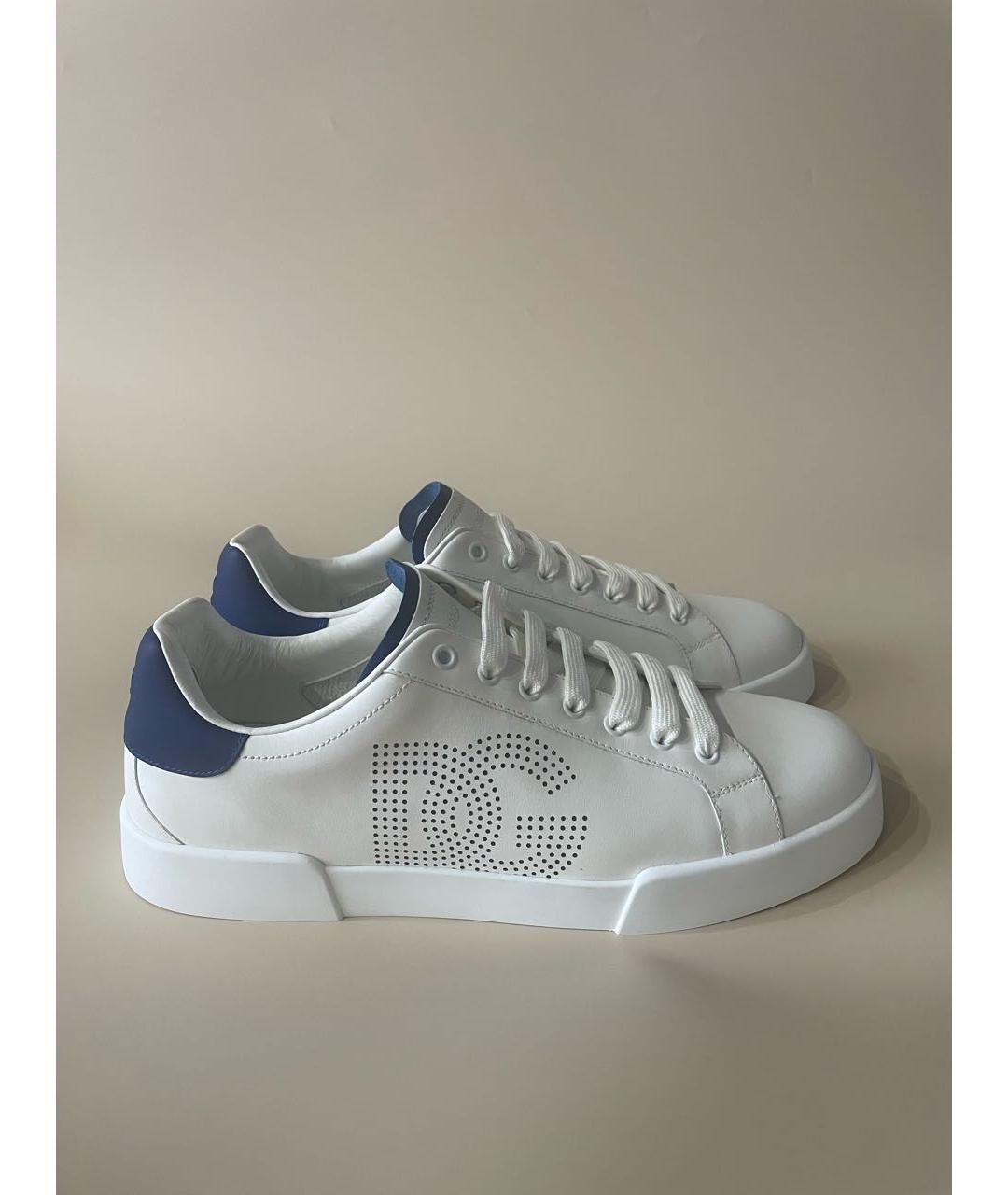 DOLCE&GABBANA Белые кожаные низкие кроссовки / кеды, фото 9