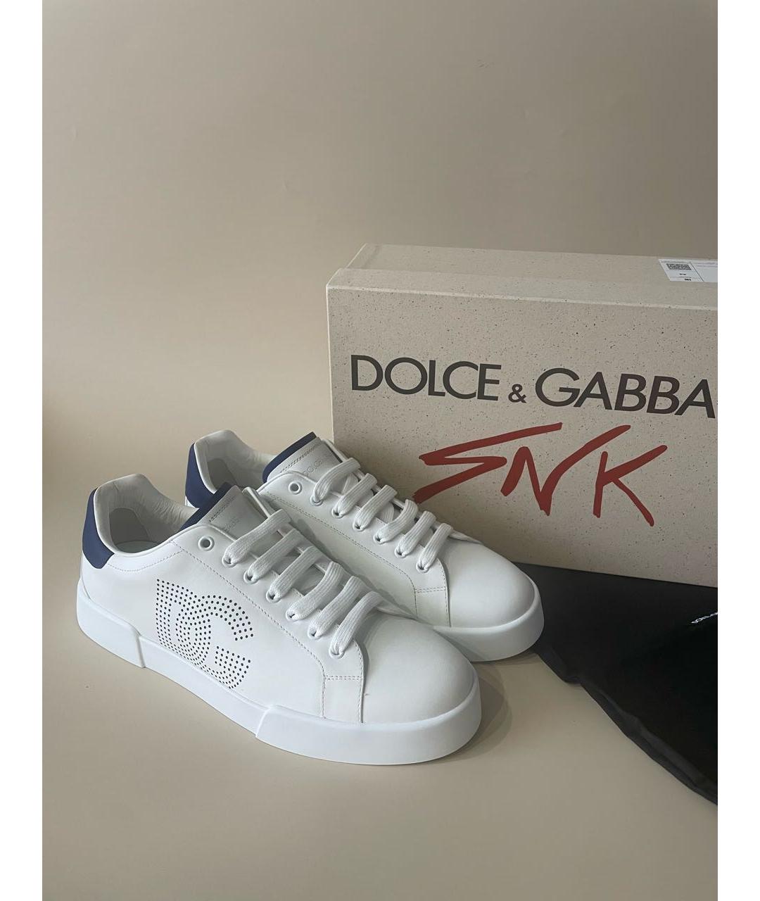 DOLCE&GABBANA Белые кожаные низкие кроссовки / кеды, фото 4