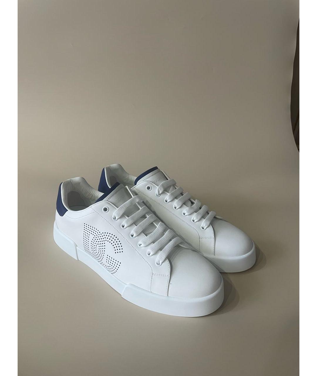 DOLCE&GABBANA Белые кожаные низкие кроссовки / кеды, фото 2