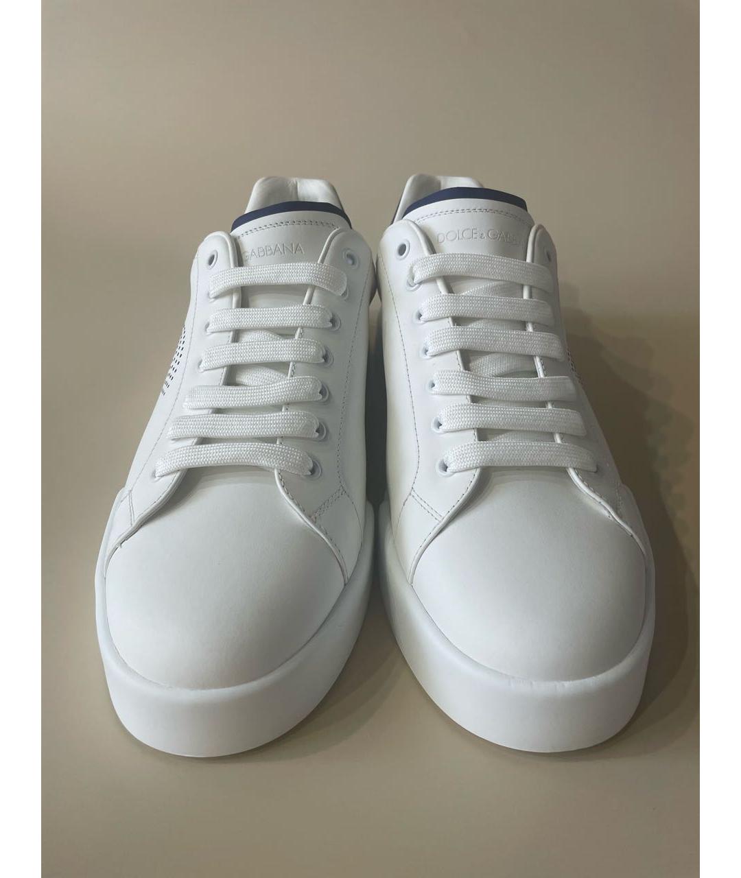 DOLCE&GABBANA Белые кожаные низкие кроссовки / кеды, фото 6