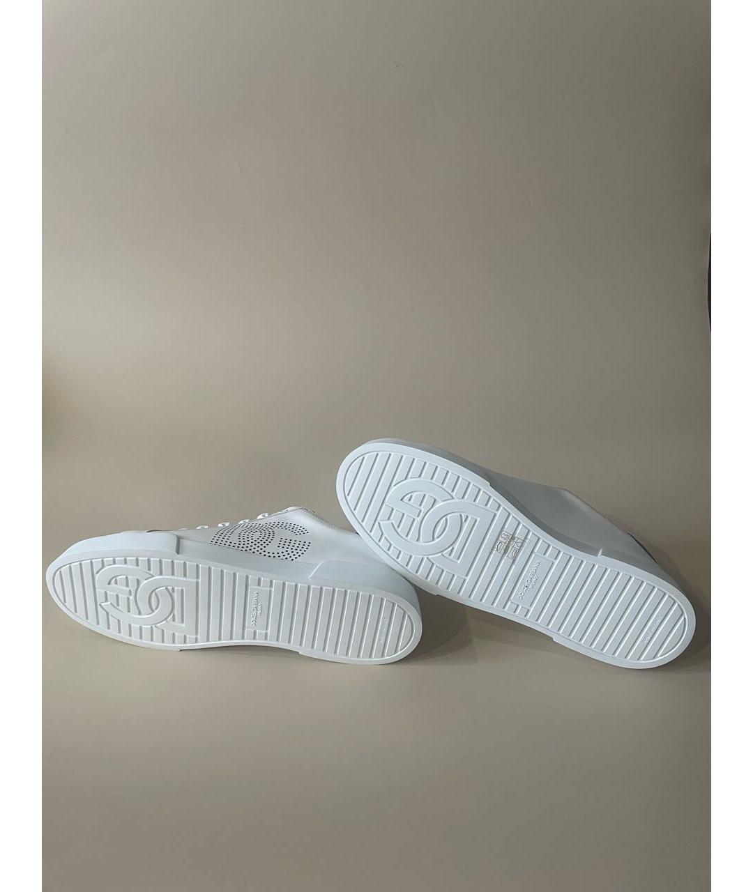 DOLCE&GABBANA Белые кожаные низкие кроссовки / кеды, фото 8