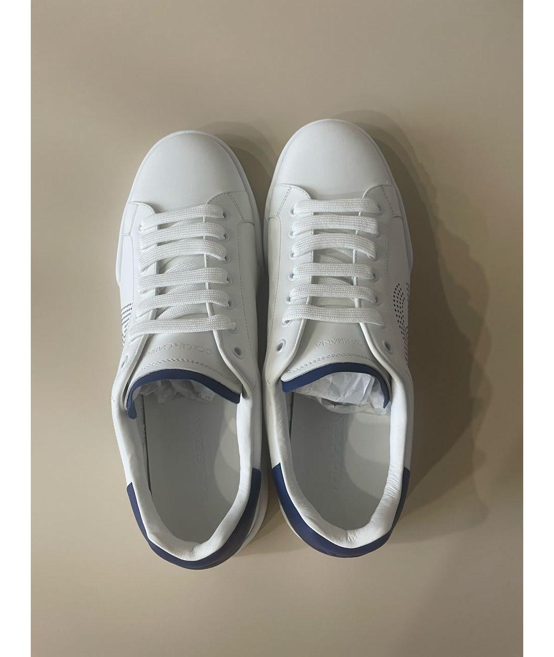 DOLCE&GABBANA Белые кожаные низкие кроссовки / кеды, фото 5