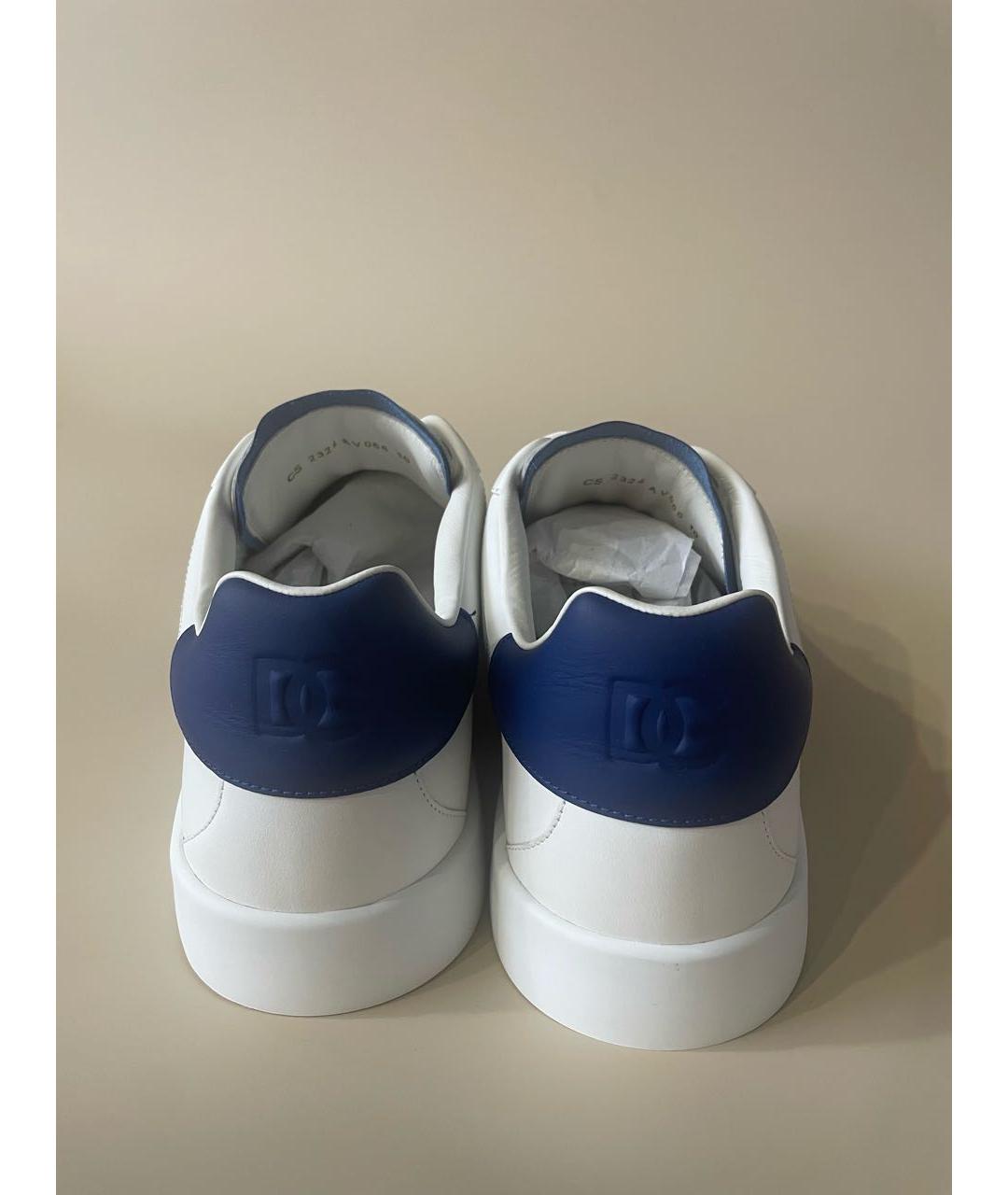 DOLCE&GABBANA Белые кожаные низкие кроссовки / кеды, фото 3