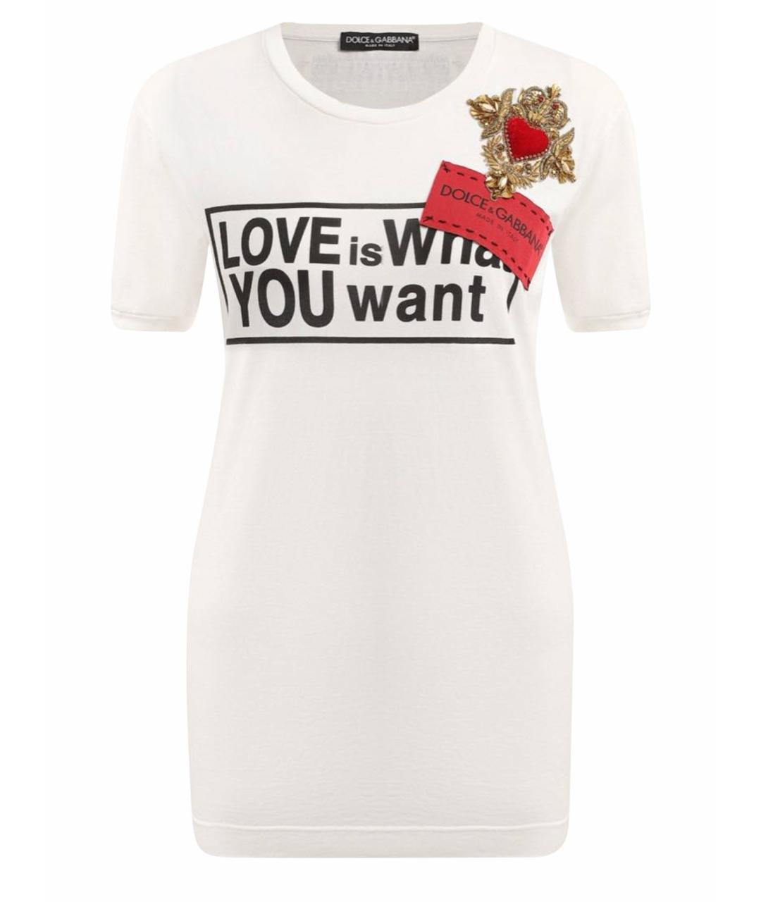 DOLCE&GABBANA Белая хлопко-эластановая футболка, фото 1