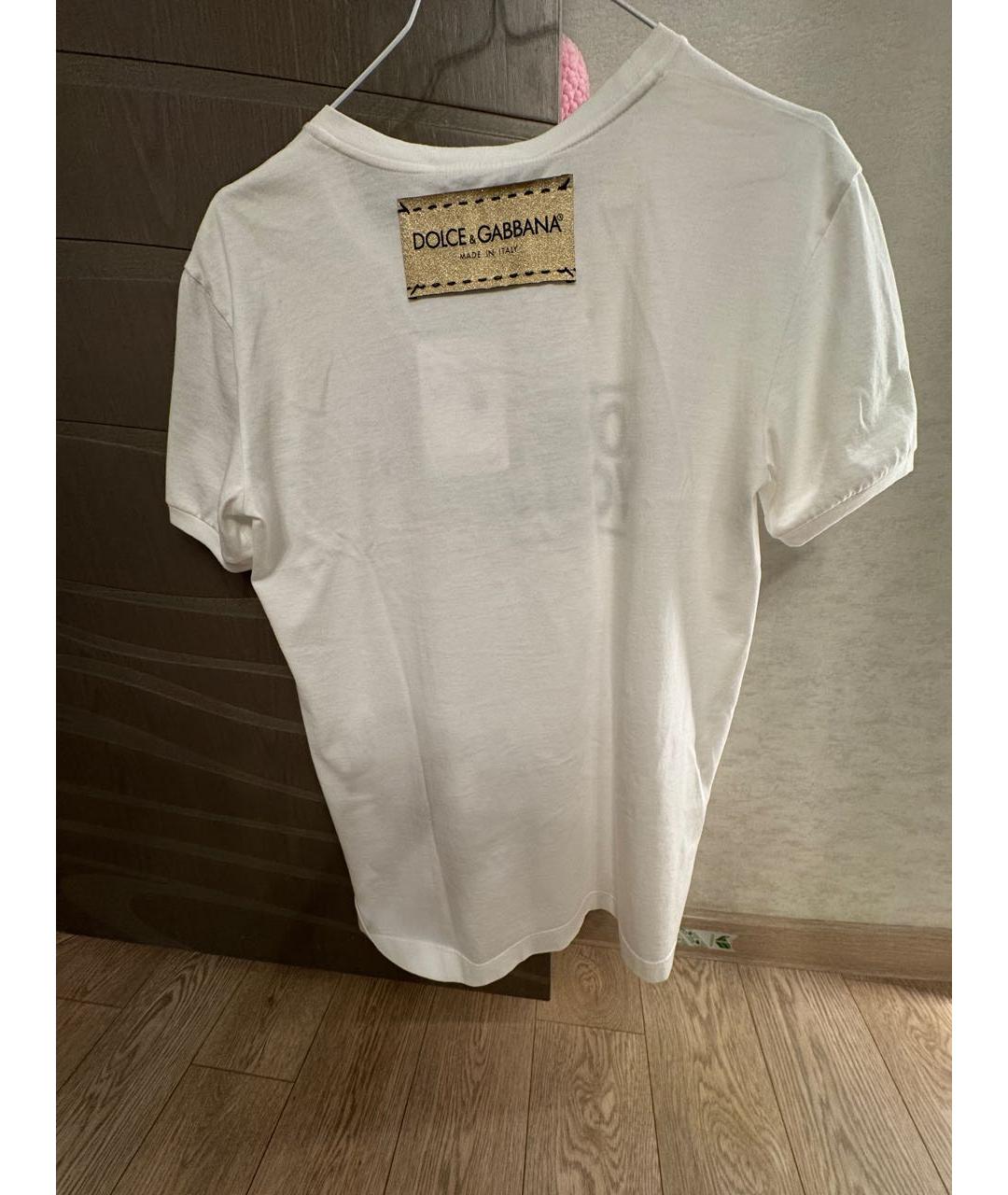DOLCE&GABBANA Белая хлопко-эластановая футболка, фото 2