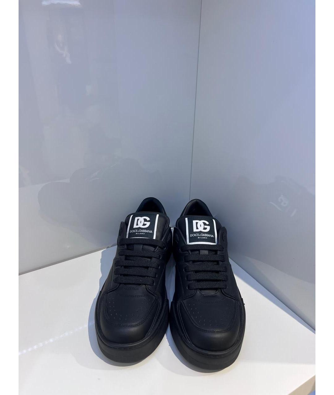 DOLCE&GABBANA Черные кожаные низкие кроссовки / кеды, фото 3