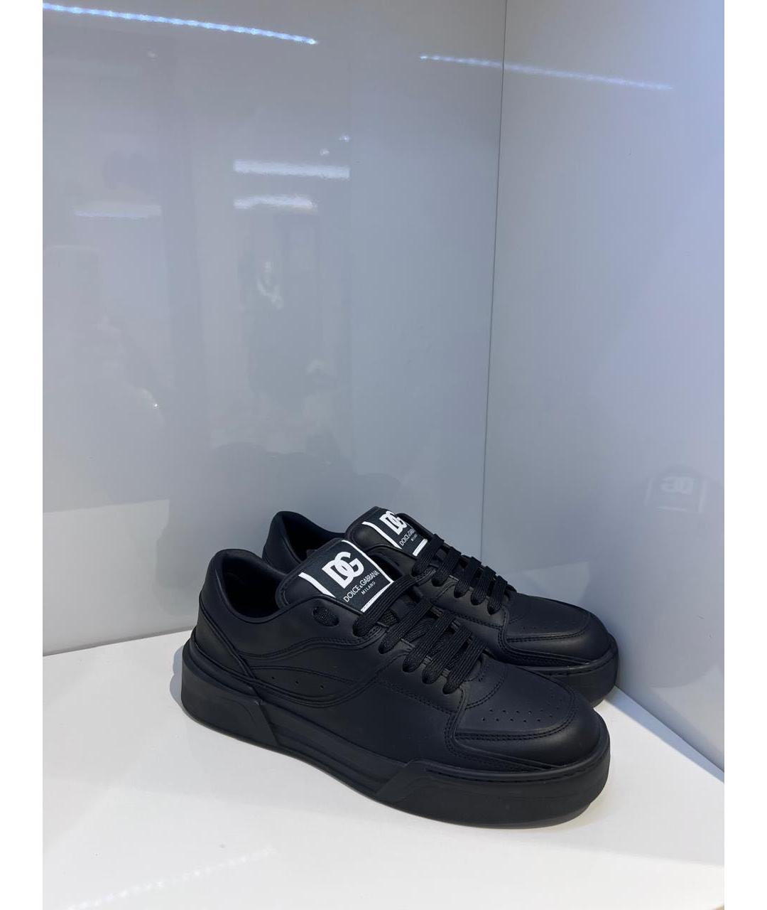 DOLCE&GABBANA Черные кожаные низкие кроссовки / кеды, фото 2