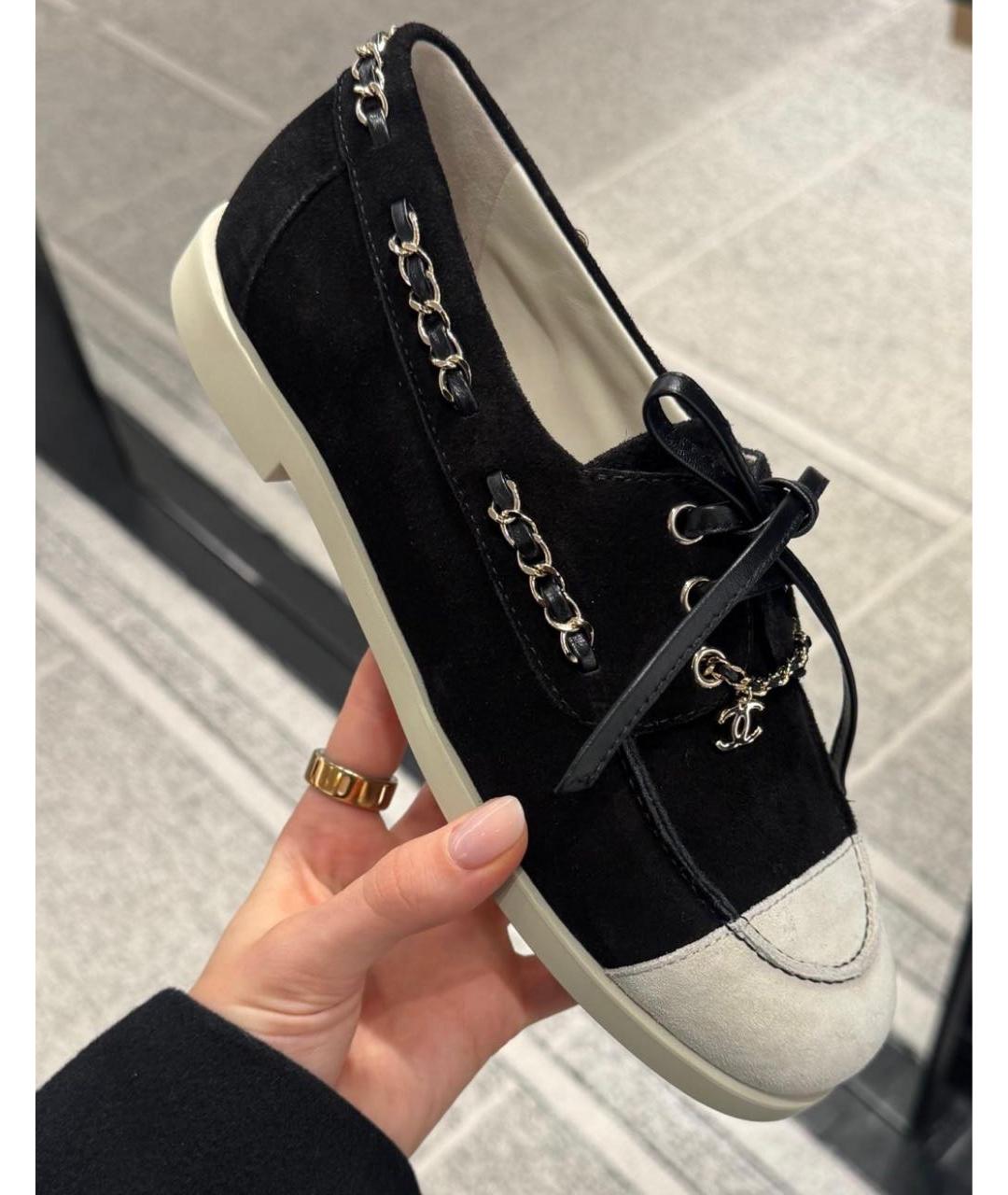 CHANEL Черные замшевые лоферы, фото 2