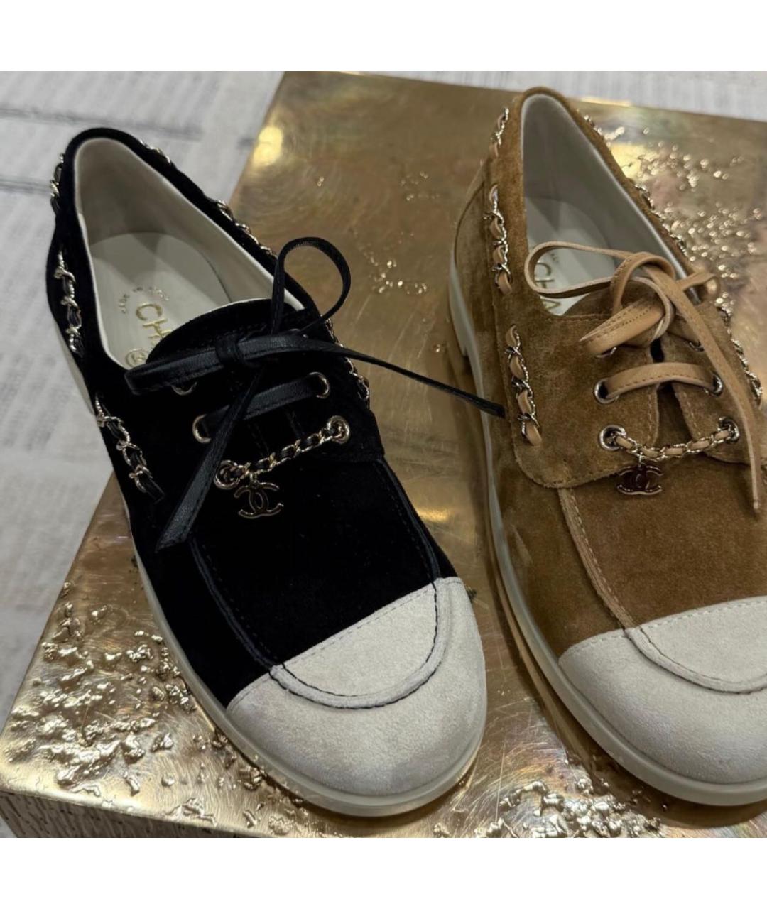CHANEL Черные замшевые лоферы, фото 3