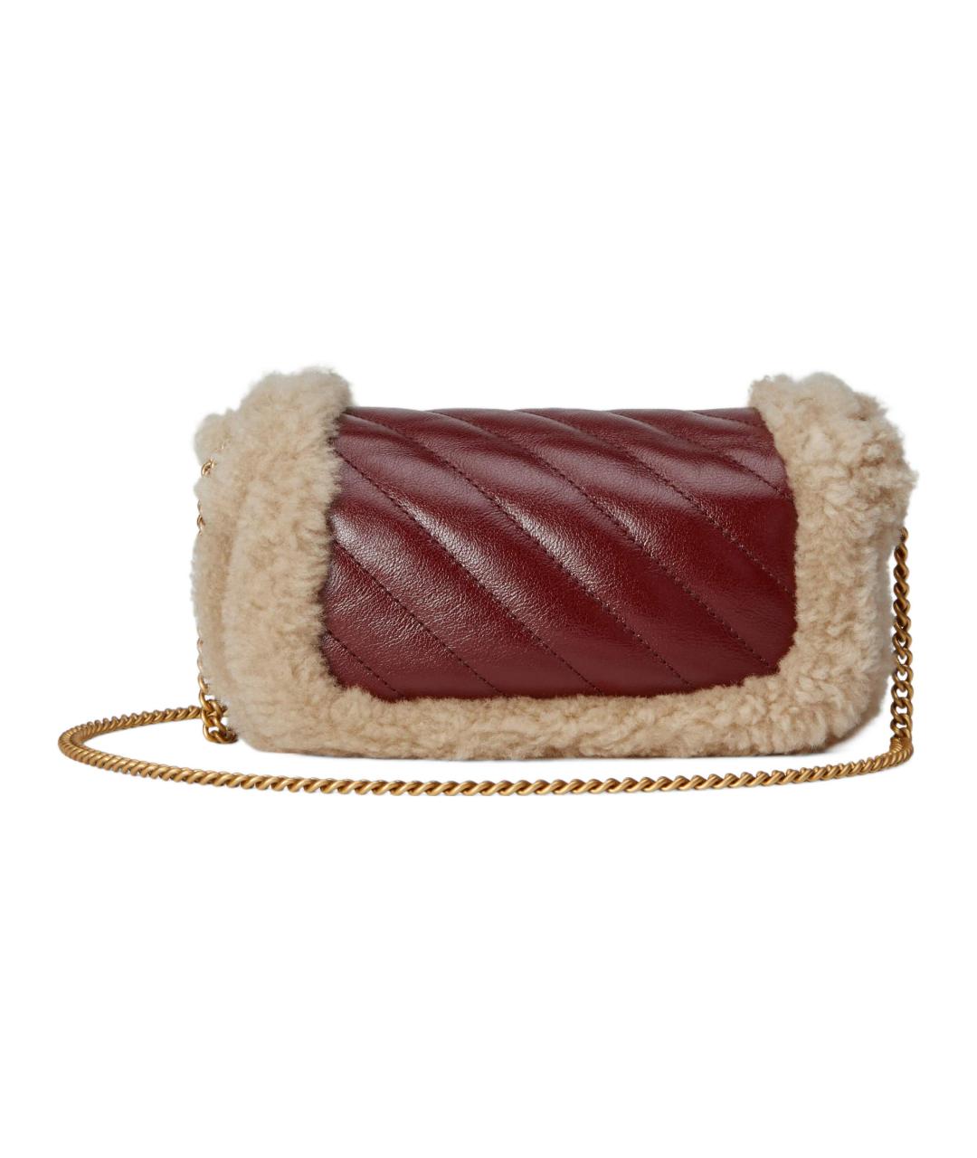 GUCCI Бордовая кожаная сумка через плечо, фото 3