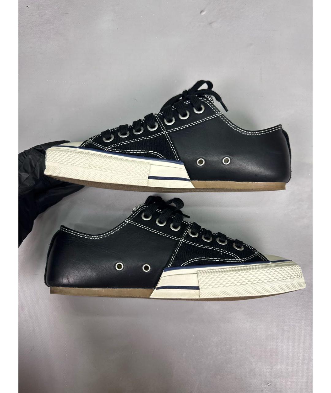 MAISON MIHARA YASUHIRO Черные кожаные низкие кроссовки / кеды, фото 6