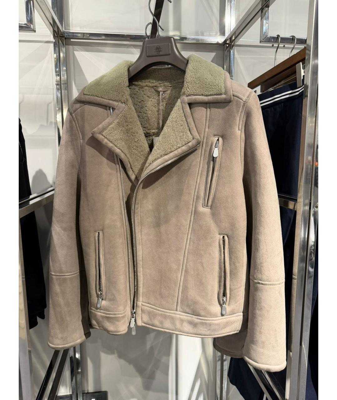 ELEVENTY Бежевая замшевая дубленка/шуба, фото 3