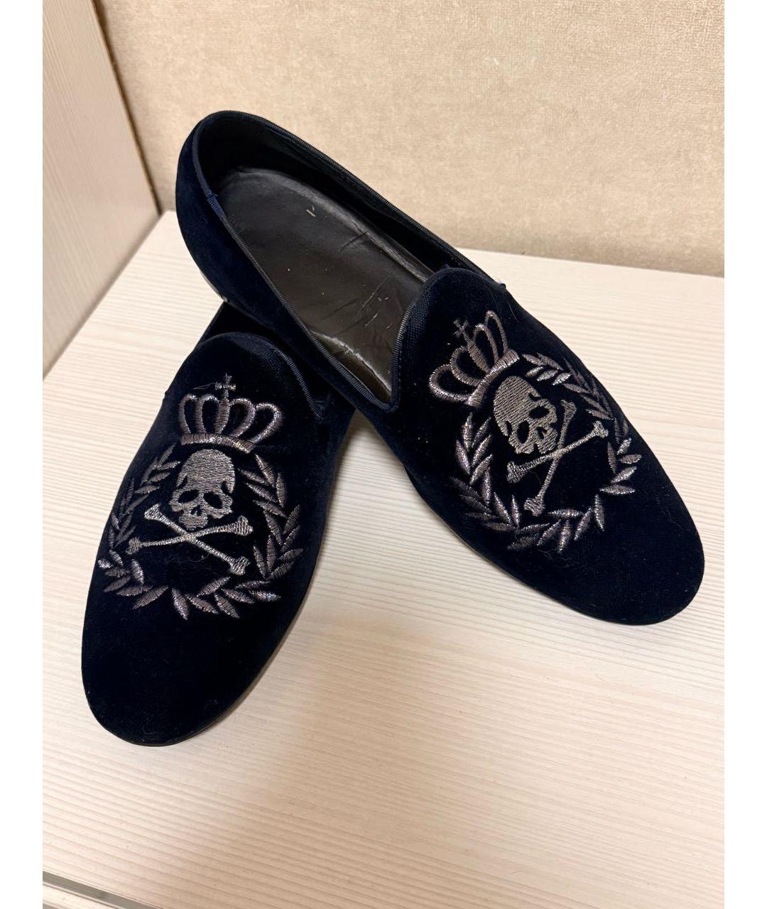 PHILIPP PLEIN Синие замшевые лоферы, фото 5