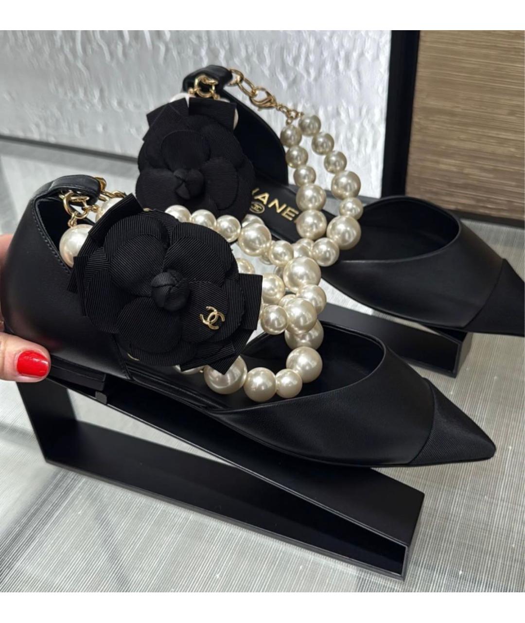 CHANEL Черные кожаные туфли, фото 4