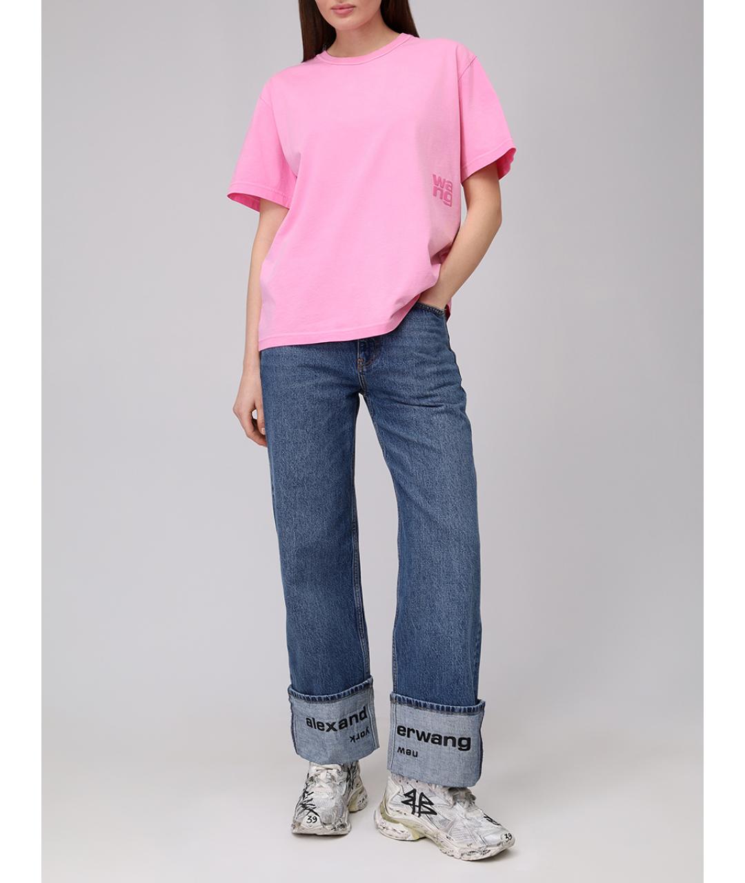 ALEXANDER WANG Розовая хлопковая футболка, фото 2