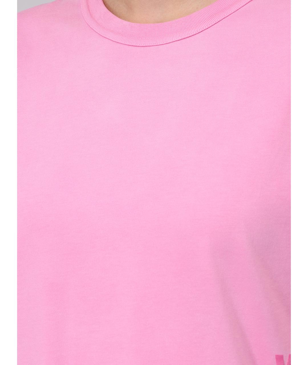 ALEXANDER WANG Розовая хлопковая футболка, фото 5