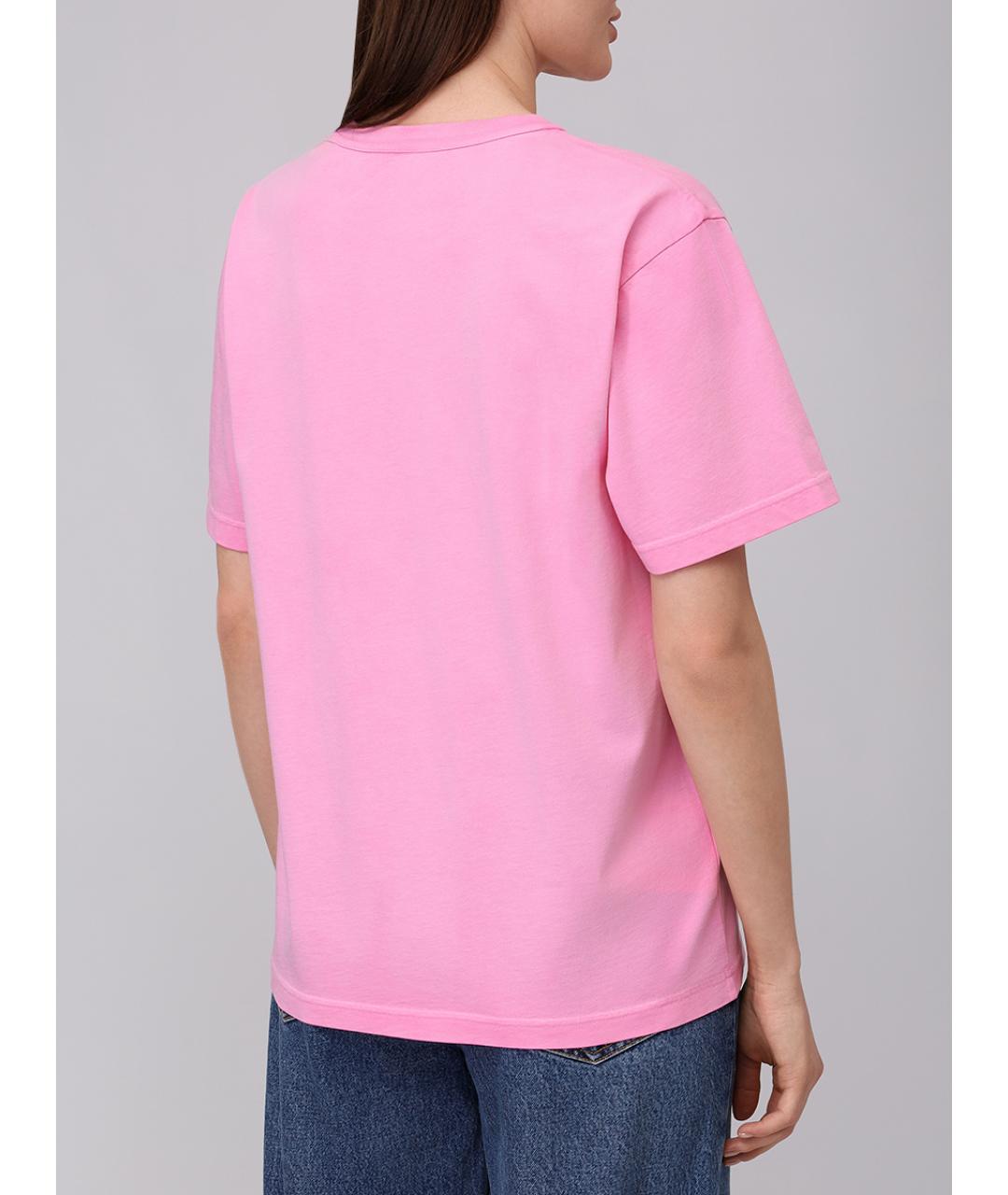 ALEXANDER WANG Розовая хлопковая футболка, фото 3