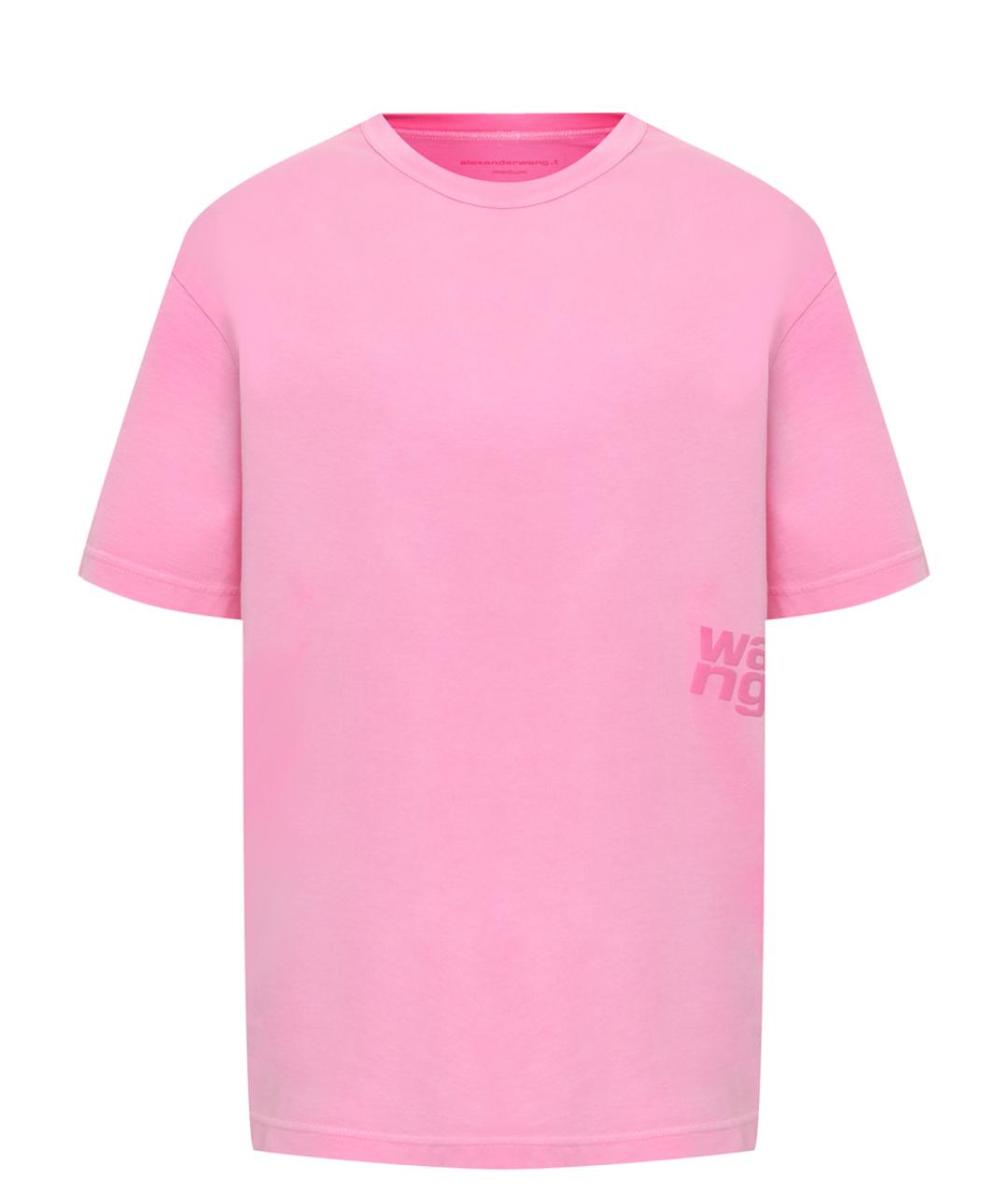 ALEXANDER WANG Розовая хлопковая футболка, фото 1