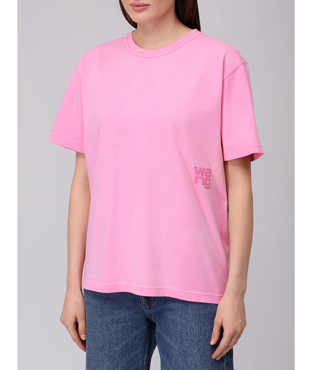 ALEXANDER WANG Розовая хлопковая футболка, фото 4