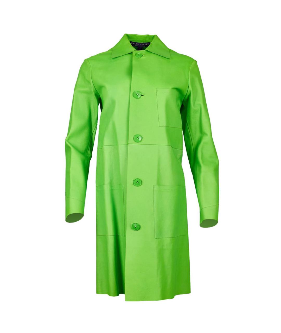 RALPH LAUREN PURPLE LABEL Салатовыое кожаное пальто, фото 1