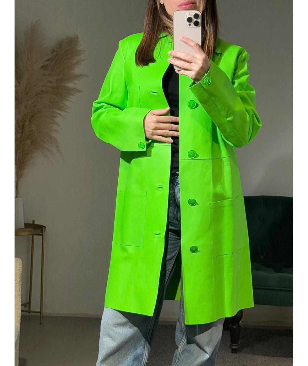 RALPH LAUREN PURPLE LABEL Салатовыое кожаное пальто, фото 5