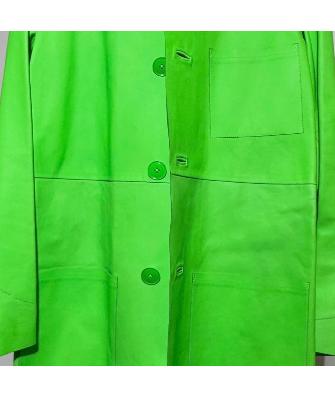 RALPH LAUREN PURPLE LABEL Салатовыое кожаное пальто, фото 4