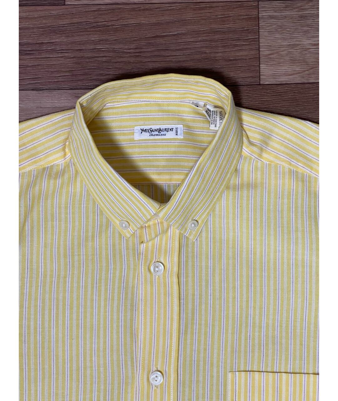 YVES SAINT LAURENT VINTAGE Желтая хлопко-полиэстеровая классическая рубашка, фото 3