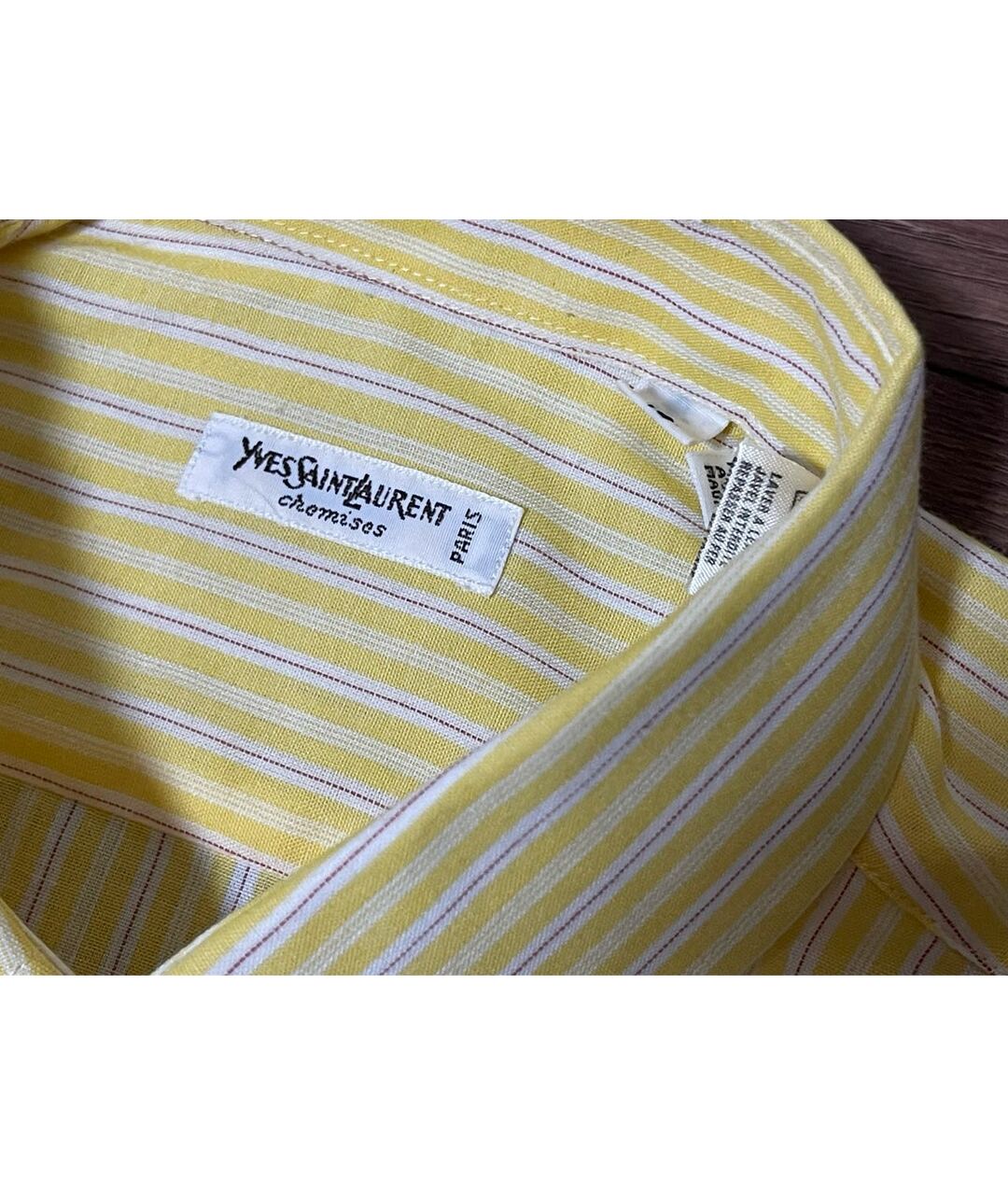 YVES SAINT LAURENT VINTAGE Желтая хлопко-полиэстеровая классическая рубашка, фото 4