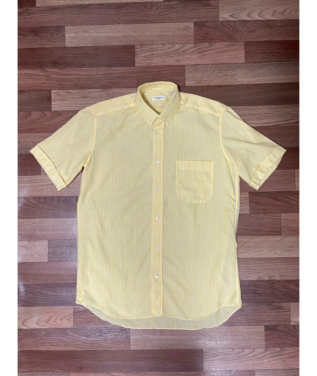 YVES SAINT LAURENT VINTAGE Желтая хлопко-полиэстеровая классическая рубашка, фото 7