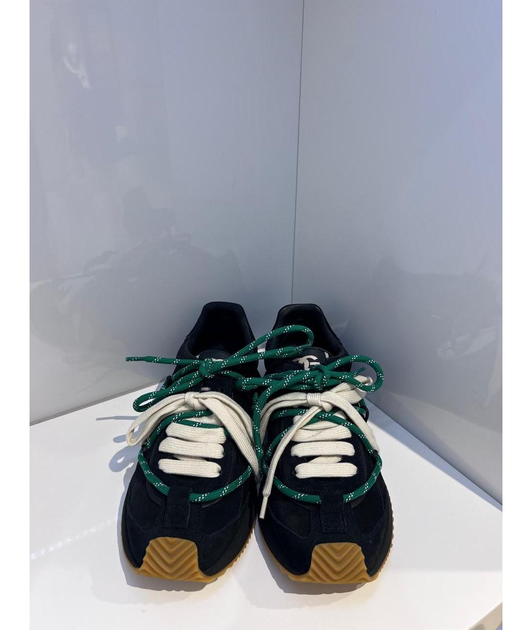 DOLCE&GABBANA Темно-синие замшевые низкие кроссовки / кеды, фото 2