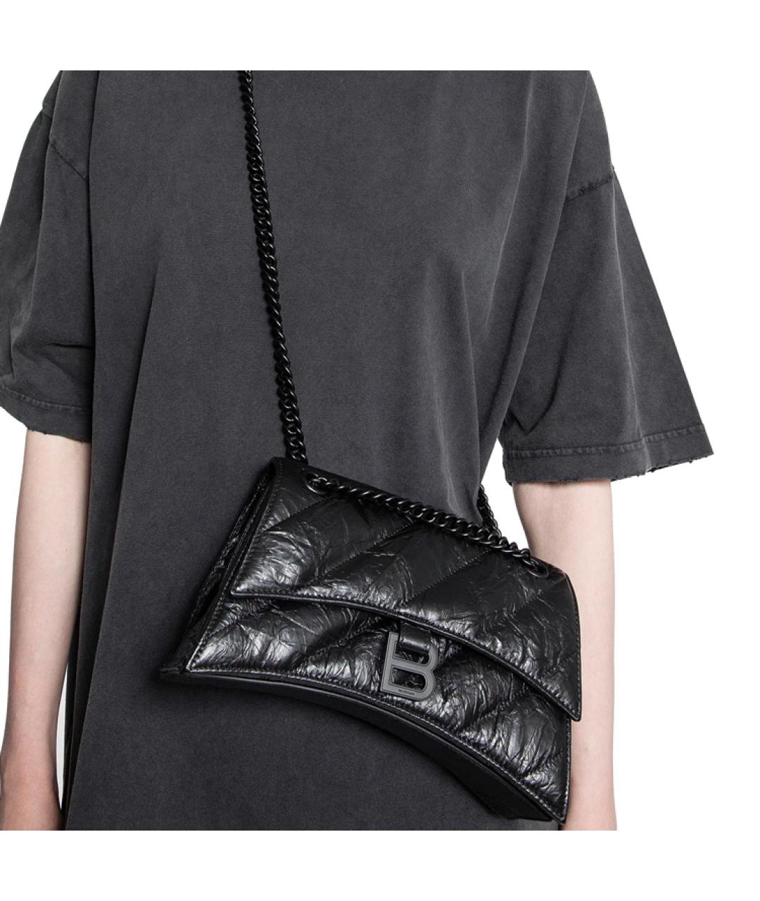 BALENCIAGA Черная кожаная сумка через плечо, фото 5
