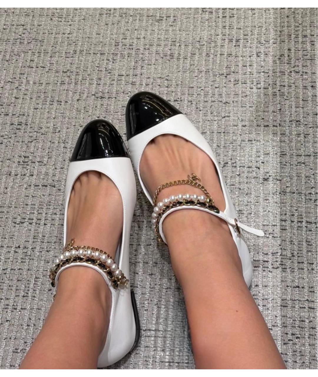 CHANEL Белые кожаные балетки, фото 2