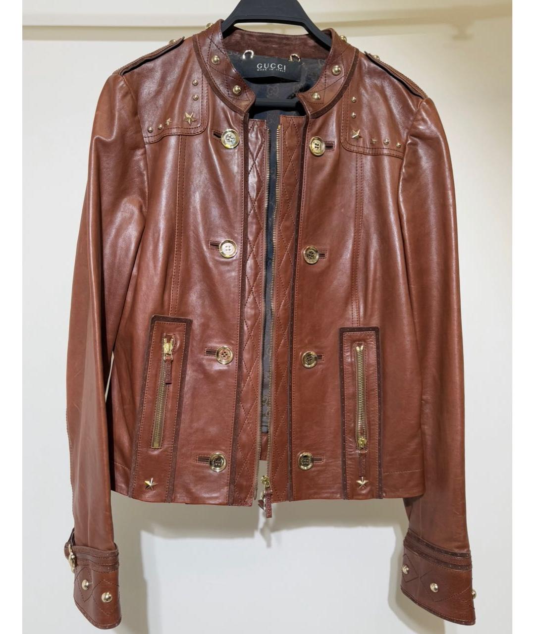 GUCCI Коричневая кожаная куртка, фото 7