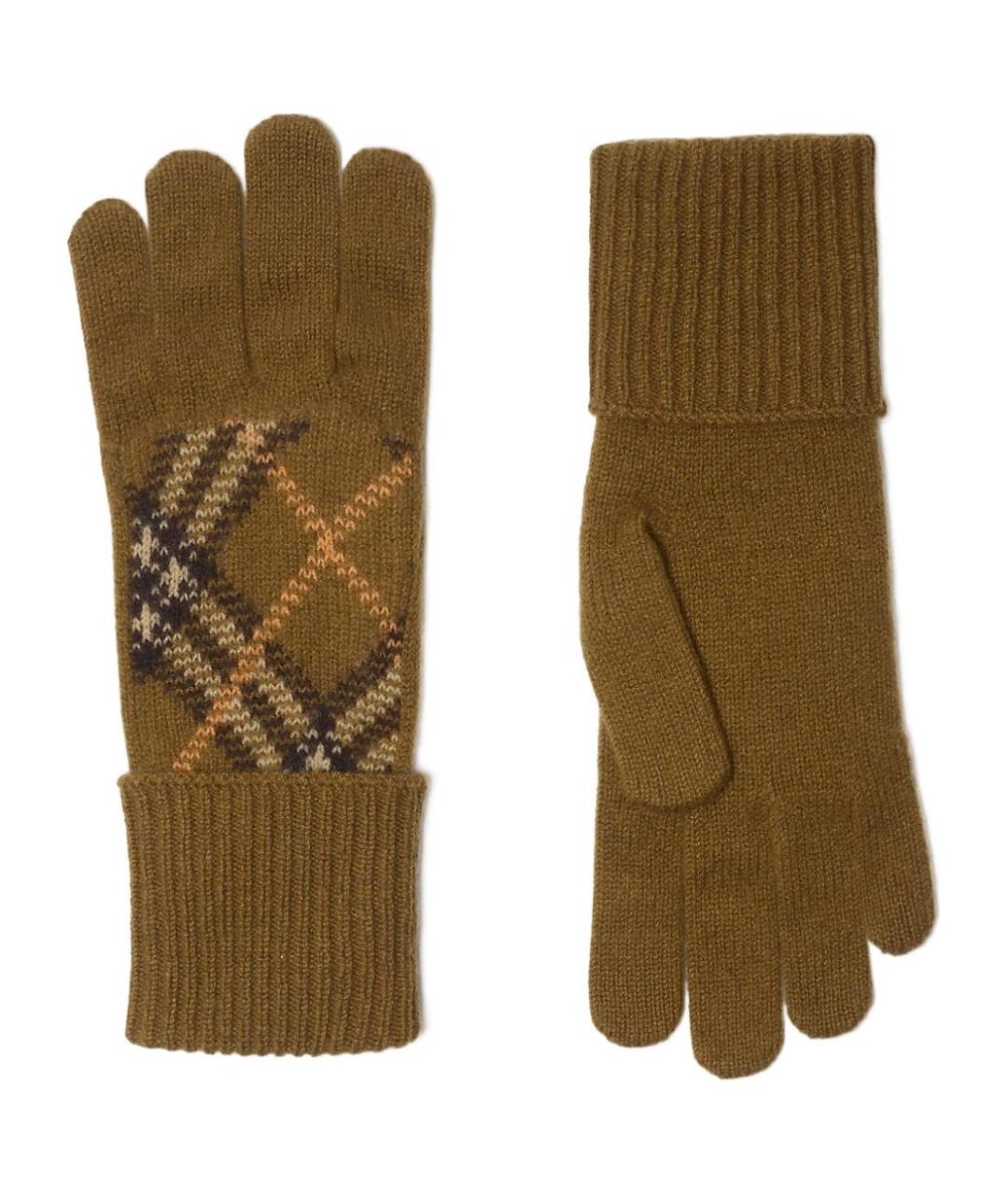 BURBERRY Коричневые кашемировые перчатки, фото 2