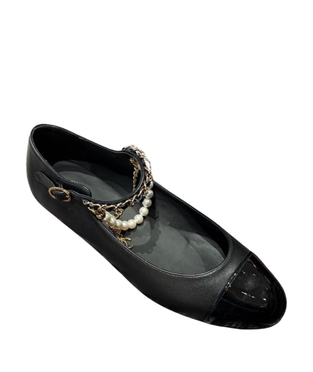 CHANEL Черные кожаные балетки, фото 7