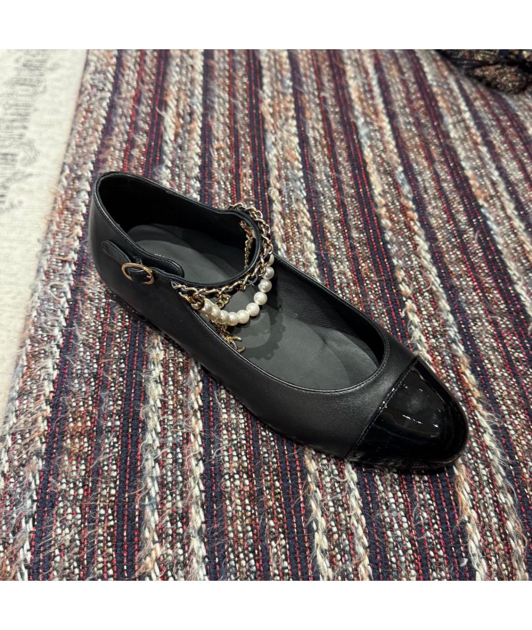 CHANEL Черные кожаные балетки, фото 6