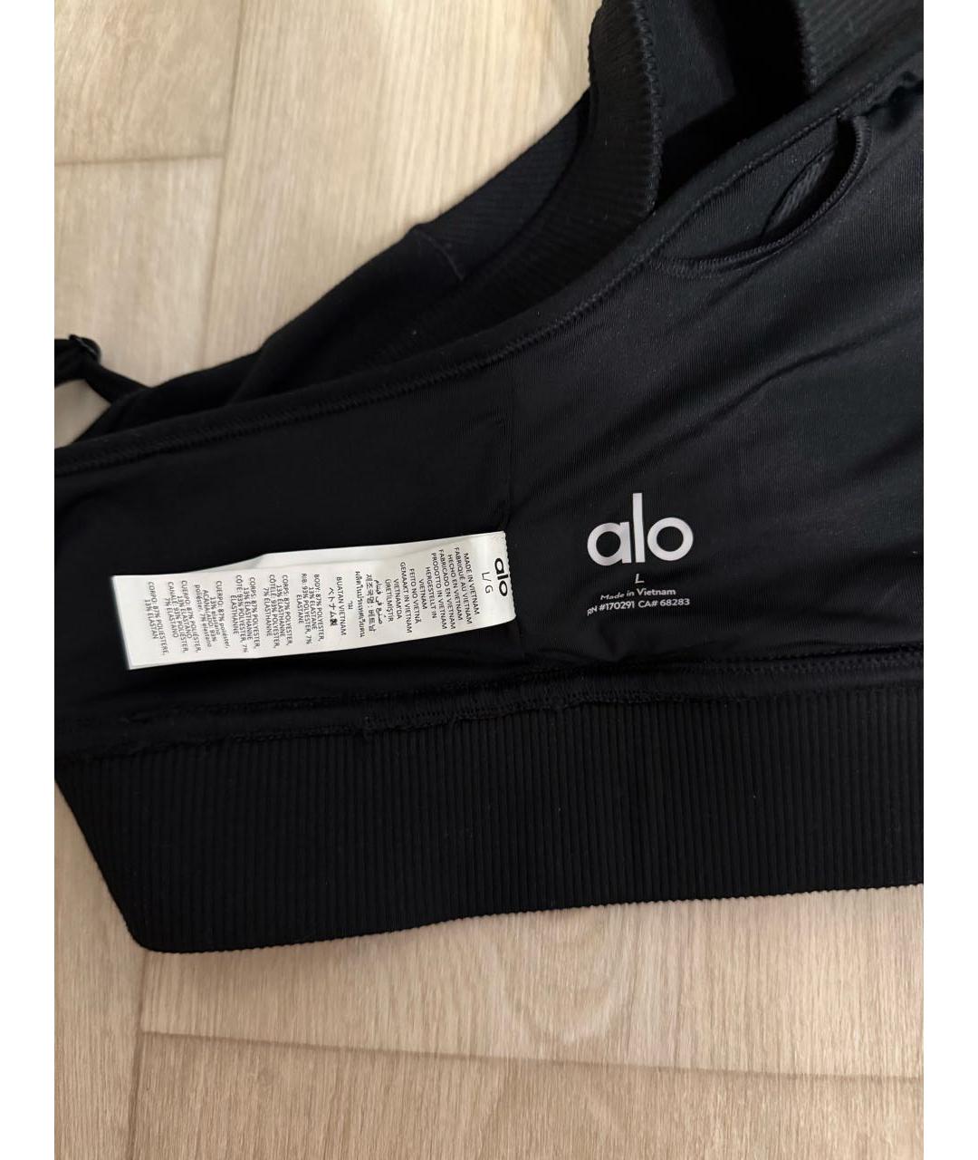 ALO YOGA Черная полиэстеровая майка, фото 3