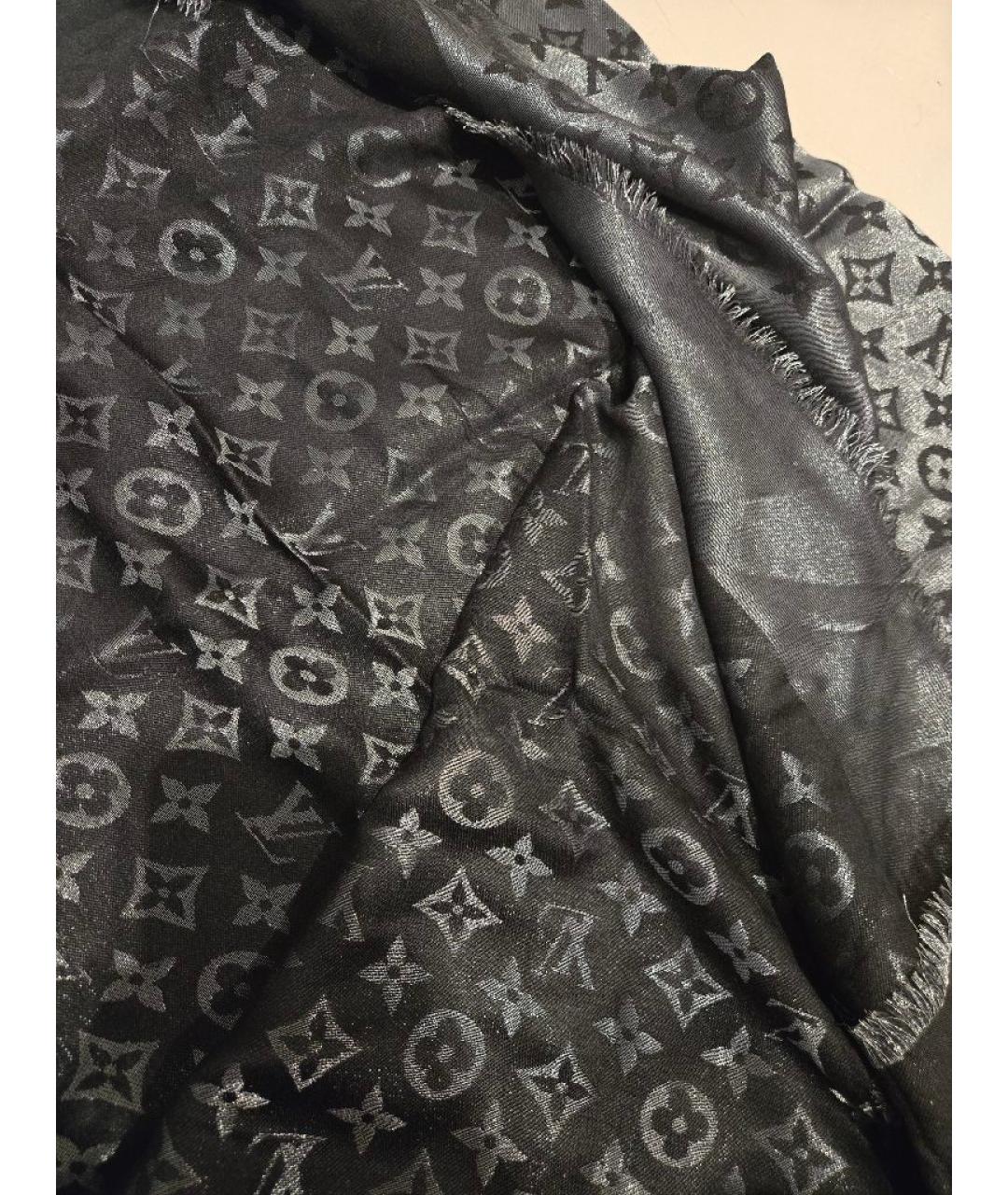 LOUIS VUITTON Серебрянный шелковый шарф, фото 3