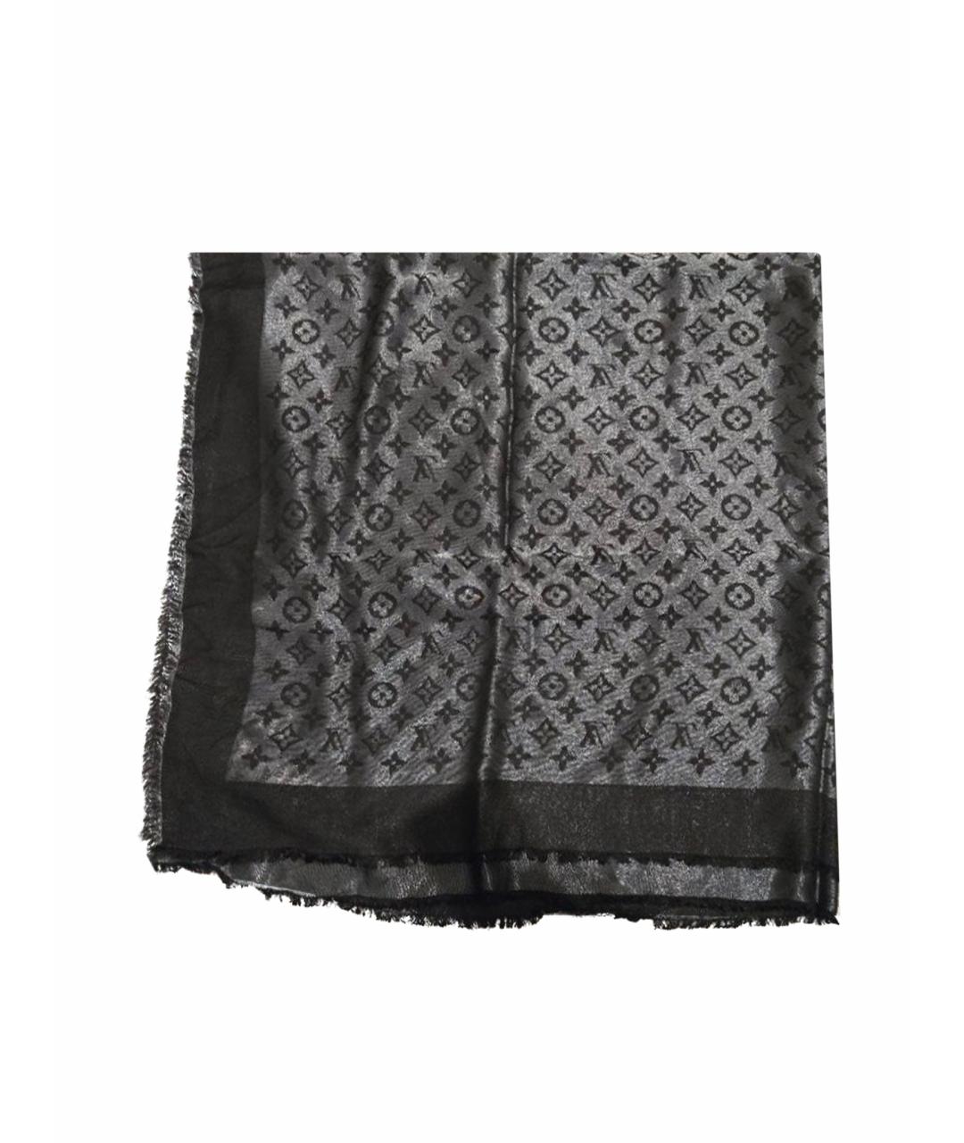 LOUIS VUITTON Серебрянный шелковый шарф, фото 1