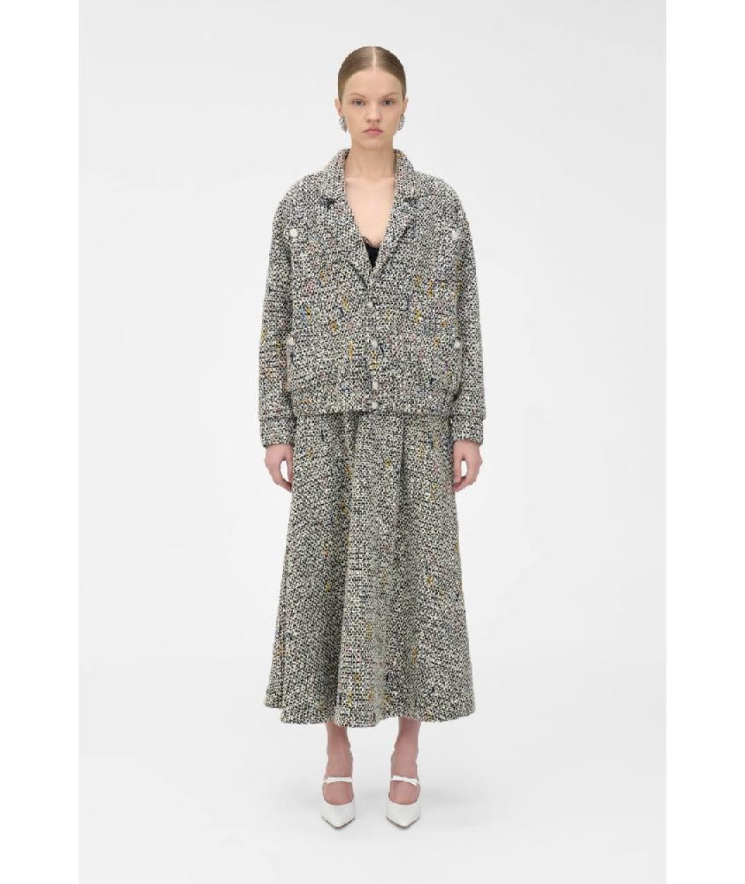 ALESSANDRA RICH Серый твидовый жакет/пиджак, фото 3