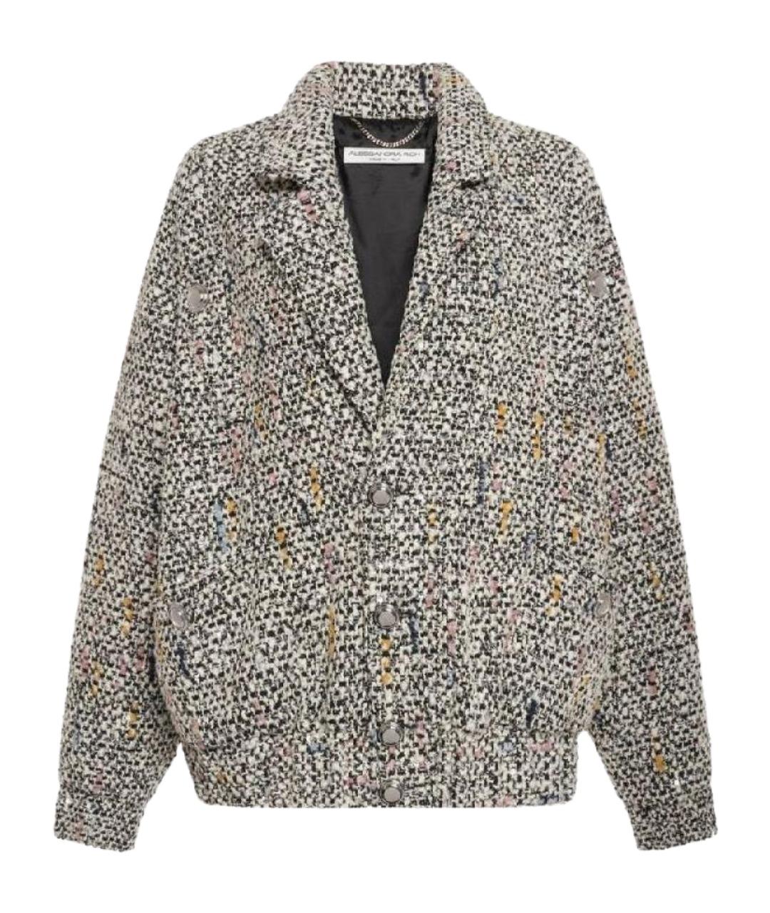 ALESSANDRA RICH Серый твидовый жакет/пиджак, фото 1