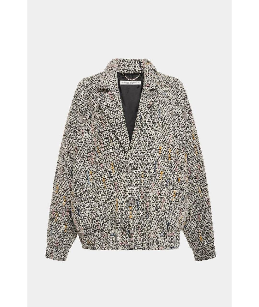 ALESSANDRA RICH Серый твидовый жакет/пиджак, фото 5
