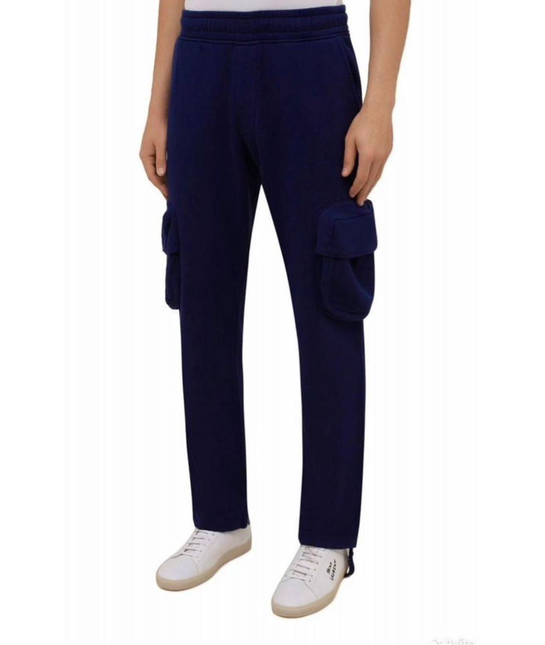 OFF-WHITE Синие хлопковые повседневные брюки, фото 2