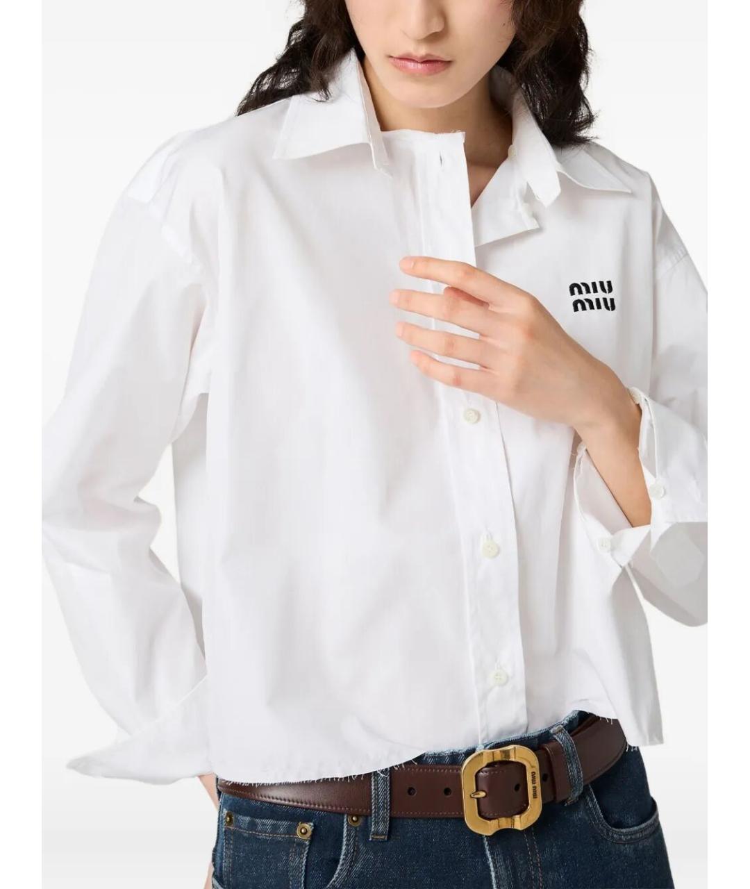 MIU MIU Белая хлопковая рубашка, фото 3