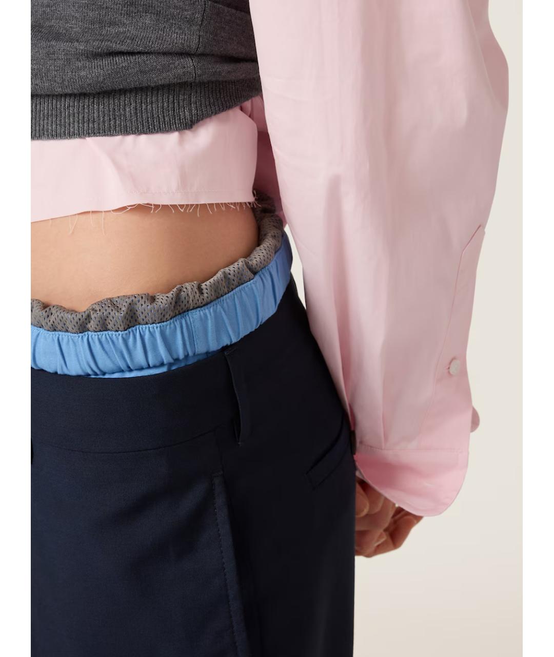 MIU MIU Темно-синие шерстяные прямые брюки, фото 5