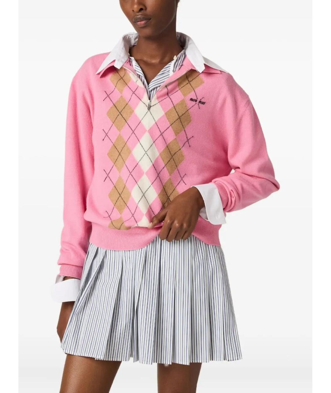 MIU MIU Розовый кашемировый джемпер / свитер, фото 2