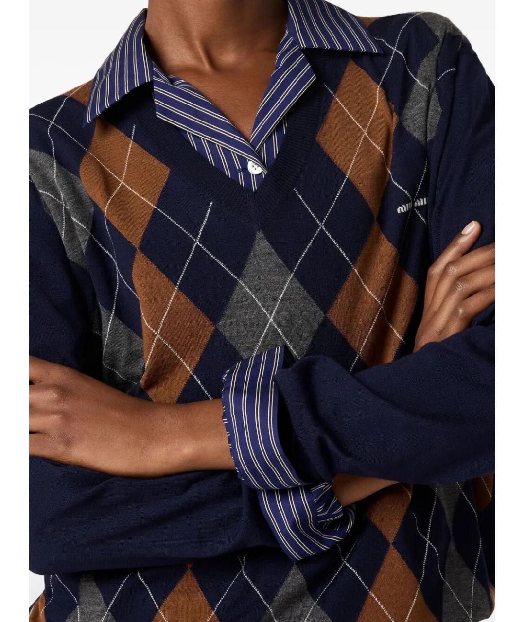 MIU MIU Темно-синий шерстяной джемпер / свитер, фото 4